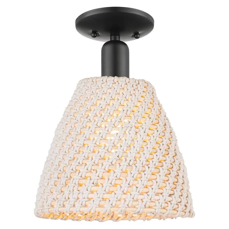 Innovations Lighting Downtown Urban - Natural Ballston Dome - 1 Light 9" Semi-Flush Mount Light - Natural Shade/Matte Black