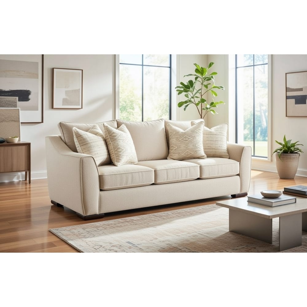 Vibrant Vision Oatmeal Stationary Sofa