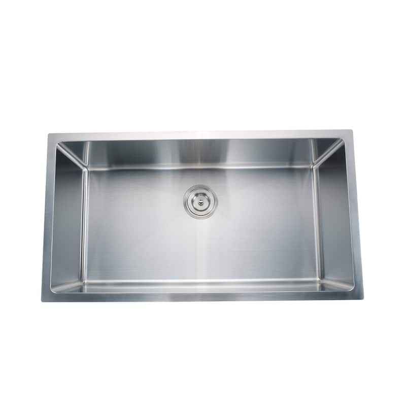 CB HOME 32'' PRO Undermount Single Bowl Stainless Steel Kitchen Sink with Roll Up Rack - 32''X19''X10''