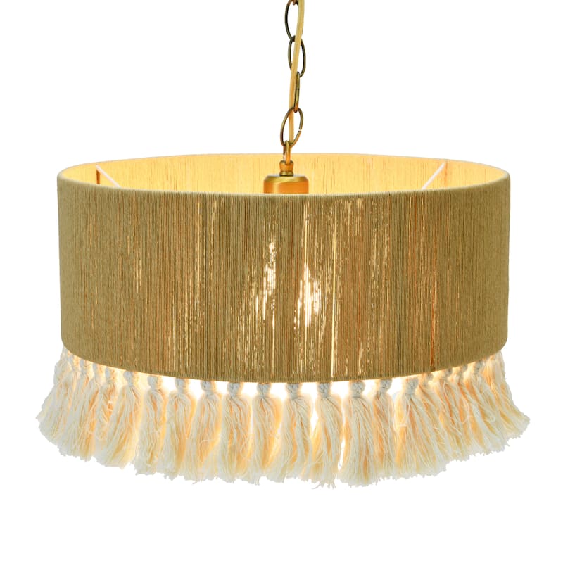 Metal & Natural Paper Rope Shade Pendant Lamp