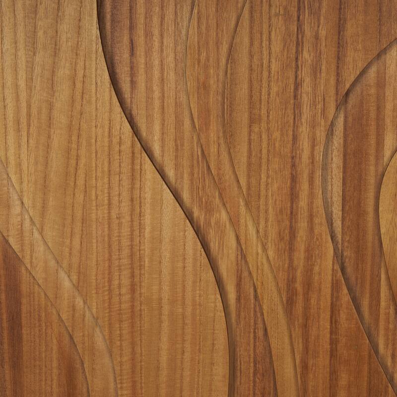 Brown Wooden Wavy Carved Abstract Home Wall Decor (Set of 2)