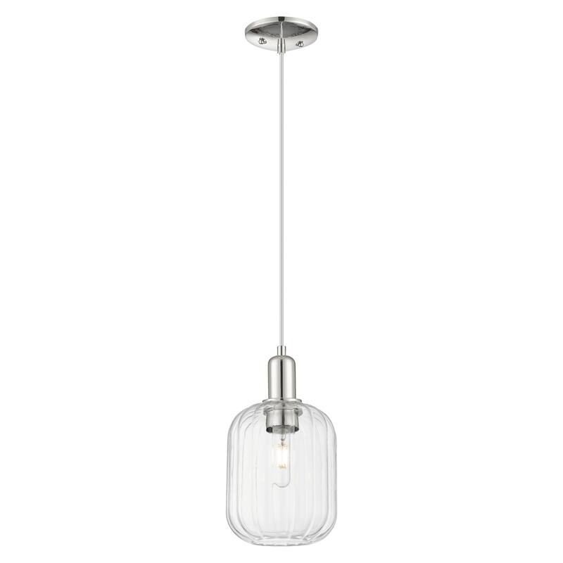 Innovations Lighting Downtown Urban - Preston - 1 Light 7" Jar Shade Cord Hung Mini Pendant - Clear Shade/Polished Nickel