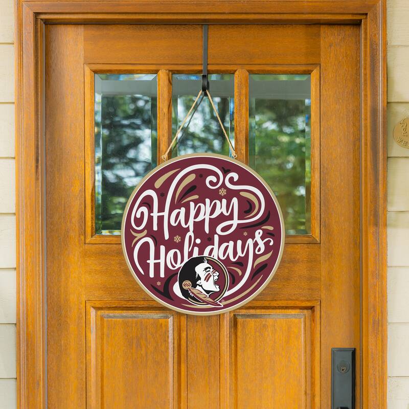 Florida State University 18" x 18" Happy Holidays Door Décor Wall Sign - 18" x 18"