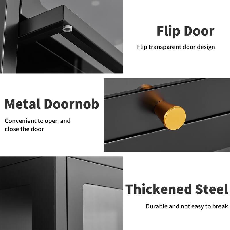 4/5-Tier Curio Display Cabinet with Glass Flip Doors & LED Light Strip