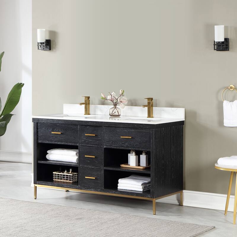 Altair Kesia Bathroom Vanity with White Composite Stone Top without Mirror