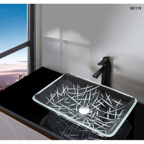 Clear Handmade Rectangular Vessel Bathroom Sink