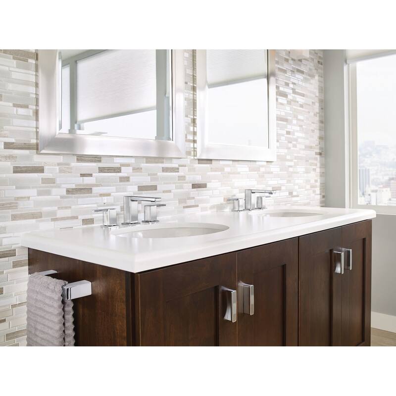 Moen TVS6721 90 Degree 1.2 GPM Widespread Bathroom Faucet with Pop-Up