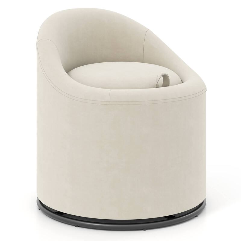 Costway 1/2 PCS Barrel Chair with Storage 360° Swivel Upholstered - See Details - Beige-1 PCS