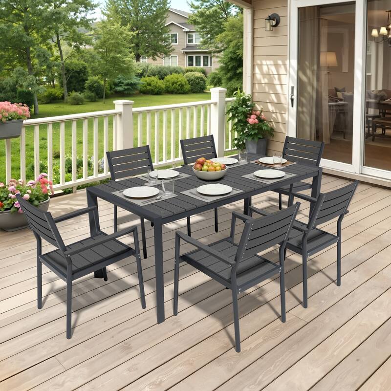 Pellebant Premium Outdoor Patio Aluminum Dining Table with Umbrella Hole