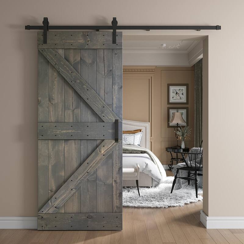 Coast Sequoia 36in x 84in K Series Pine Wood Sliding Barn Door With Hardware Kit