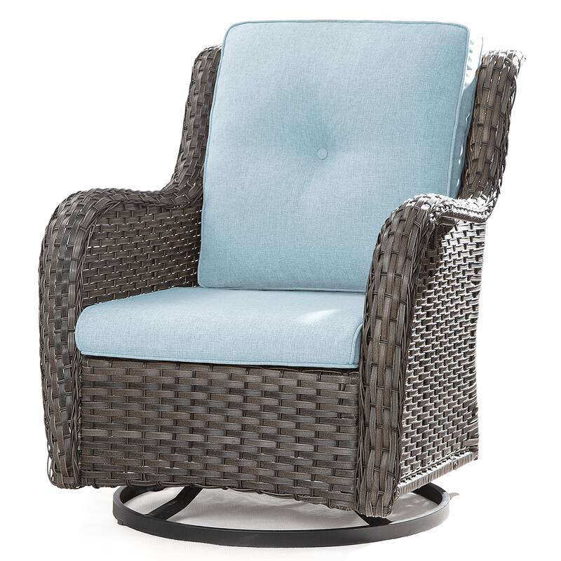 Cozywor Brown Wicker Patio Swivel Rocking Chair