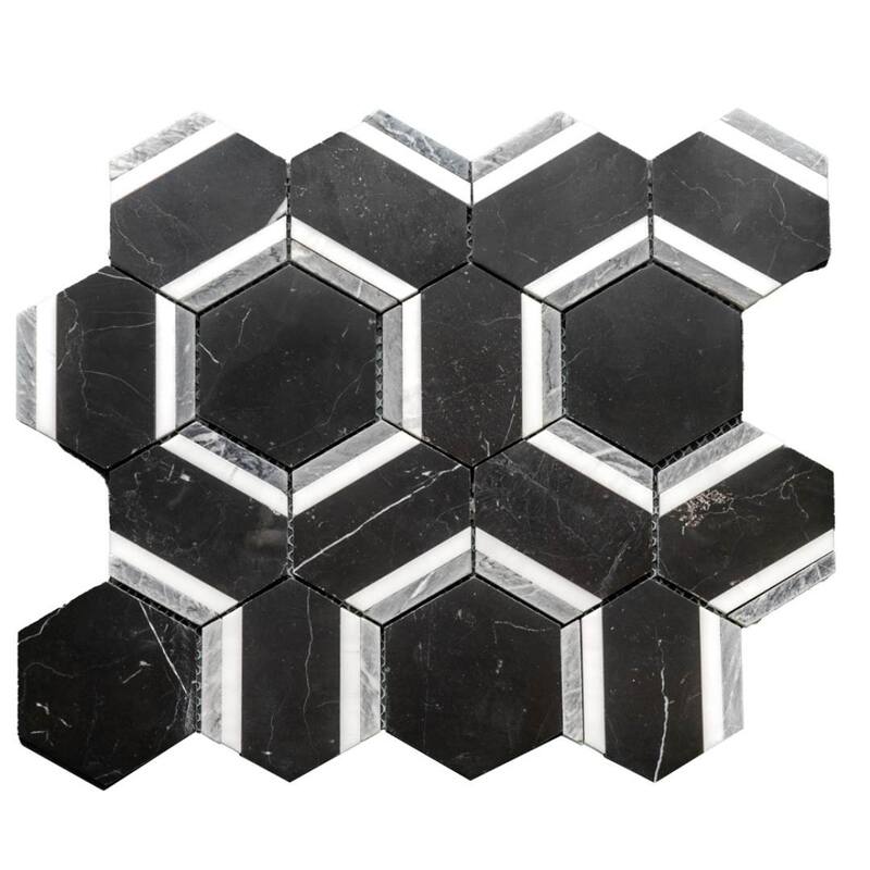 The Tile Life Pelta Orb 13x11 Hexagon Marble Floor, Wall & Backsplash Tile