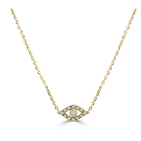0.25 CT Diamond and Blue Sapphire Evil Eye Pendant Necklace 14k Yellow Gold Over 0.25 CT Diamond and Blue Sapphire Evil Eye Pendant Necklace 14k Yellow Gold Over