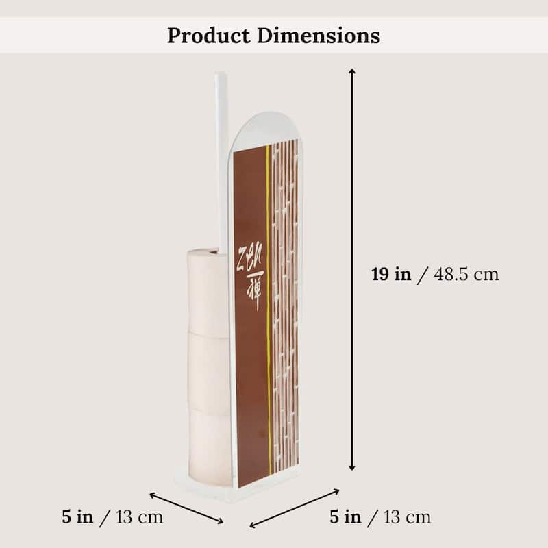 Zen Brown Freestanding Toilet Paper Holder - Brown, Beige, Green - 5"L x 5"W x 19"H