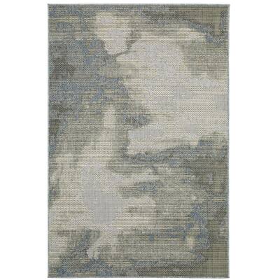 Vista Home Calla Contemporary Abstract Grey/ Blue Indoor/Outdoor Area Rug