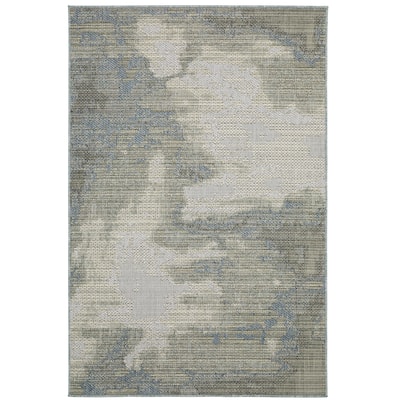 Concord Grey Blue Abstract Outdoor Contemporary Area Rug
