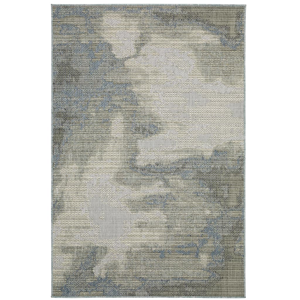 Concord Grey Blue Abstract Outdoor Contemporary Area Rug