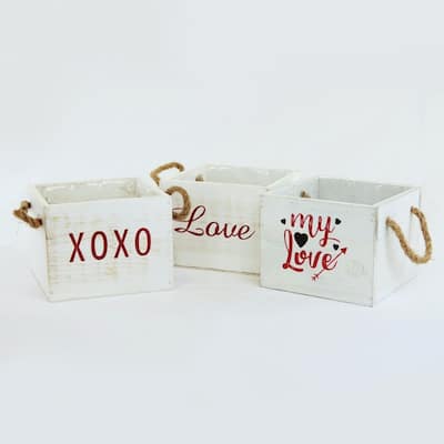 Expressions Of Love Wooden Crates (Set Of 3)