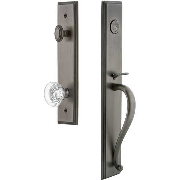Grandeur CARSGRBOR_ESETD_NA Carre Solid Brass Rose Dummy "S" Grip Handleset with Bordeaux Crystal Knob