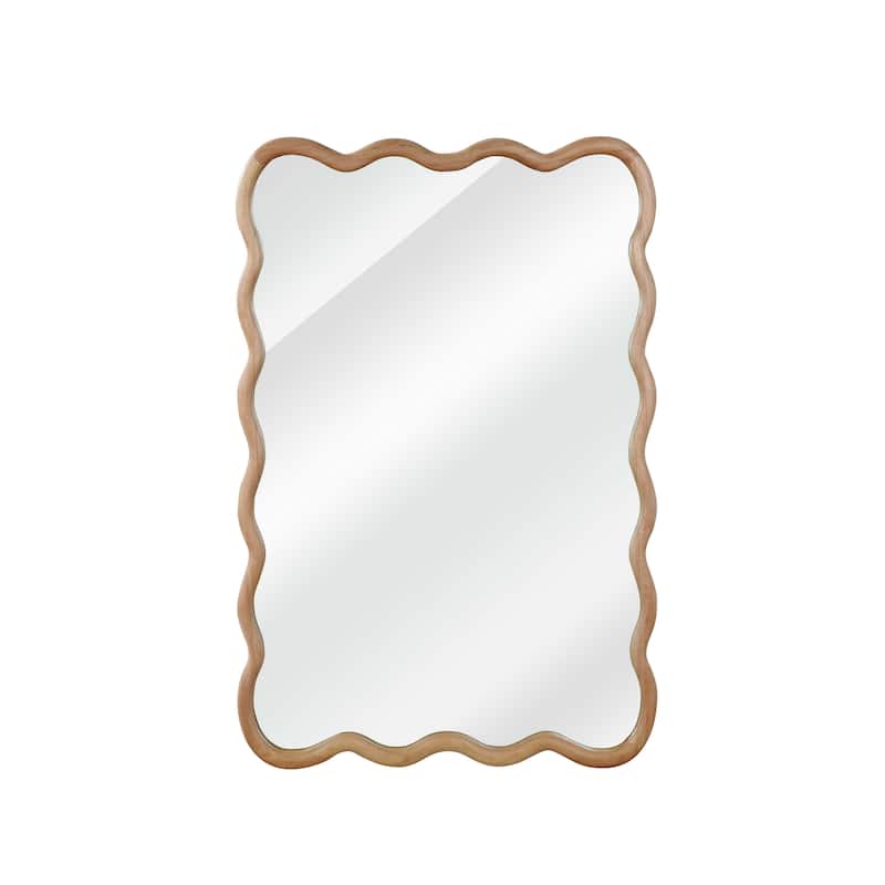 20"x30" Wavy Rectangle Solid Wood Frame Decorative Mirror