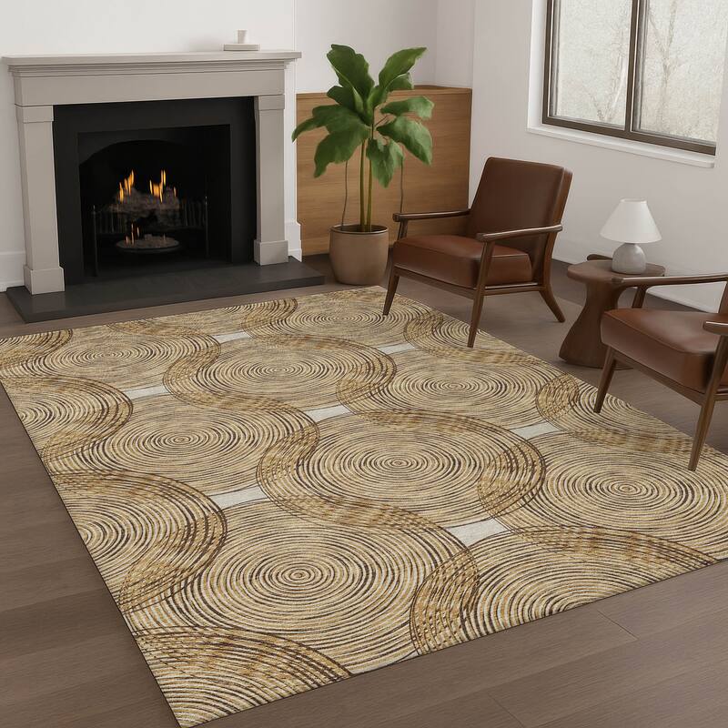 Machine Washable Indoor/ Outdoor Modern Pune Chantille Rug