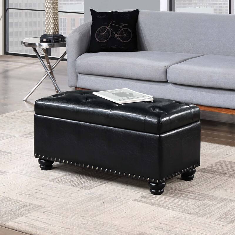 Round Ottoman - Upholstered Circular Seat with Cushion Top for Living Room, Entryway, or Bedroom Accent
