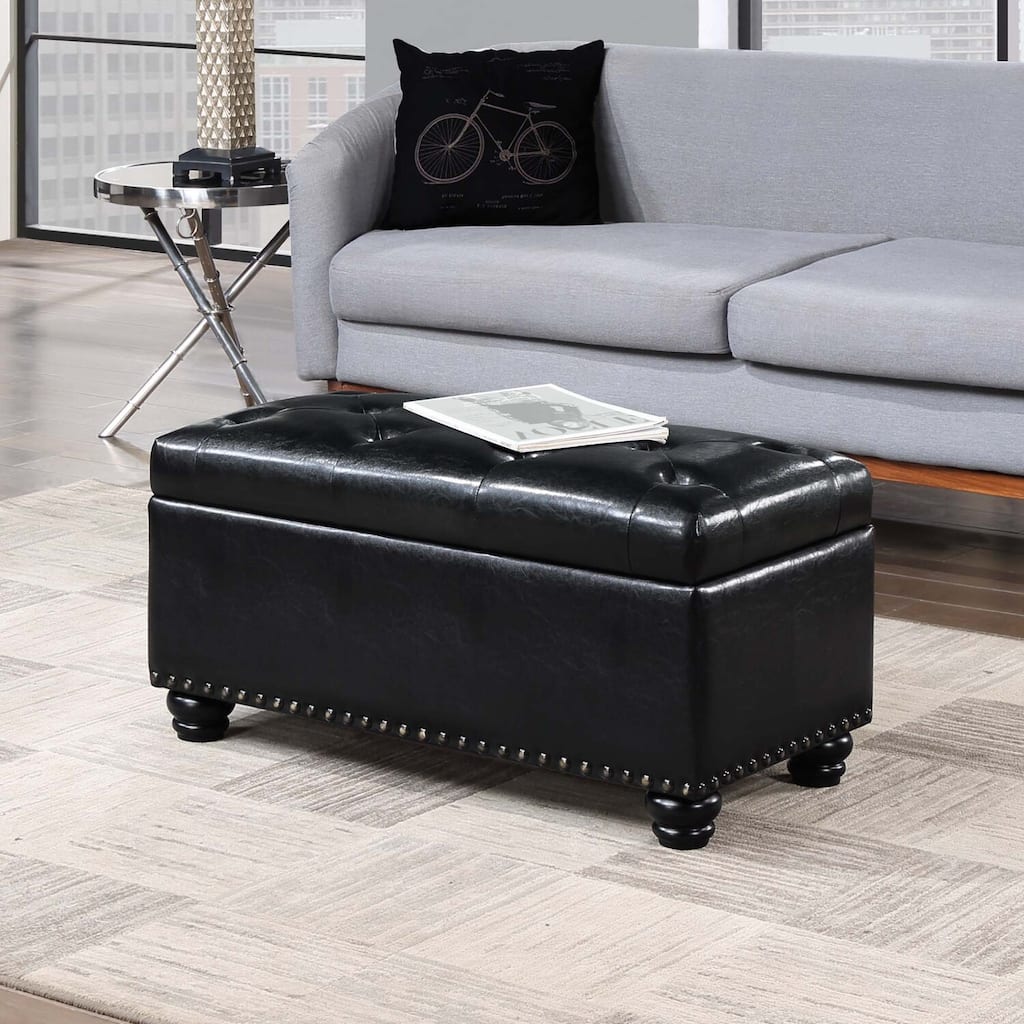 Round Ottoman - Upholstered Circular Seat with Cushion Top for Living Room, Entryway, or Bedroom Accent
