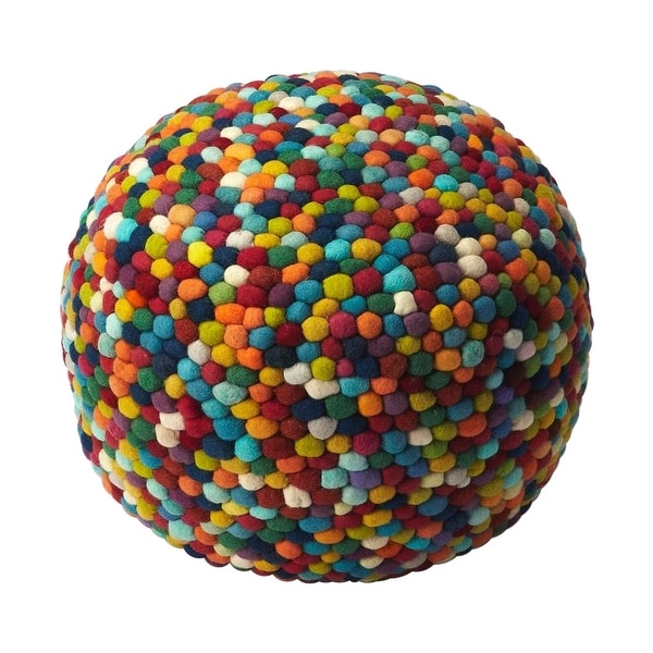 Modern Woven Round Pouffe - Multicolor