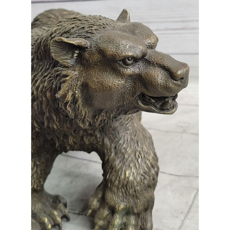 Bronze Metal Bear Figurine Sculpture Statue Handmade Art Figure