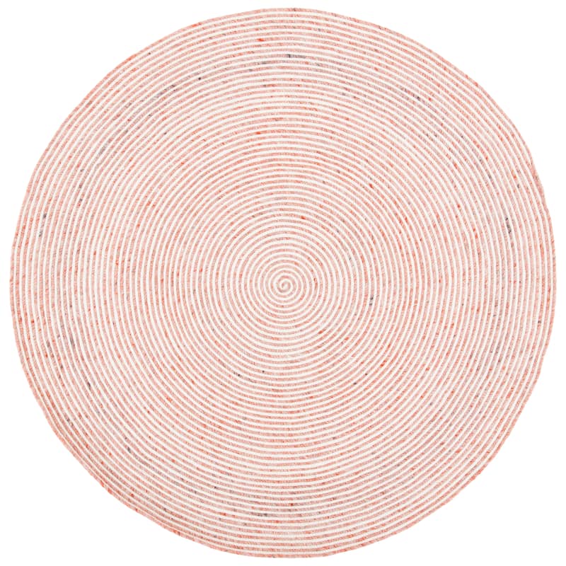 SAFAVIEH, Handmade Braided Bahrie Wool Rug - 6' Round - Red/Ivory