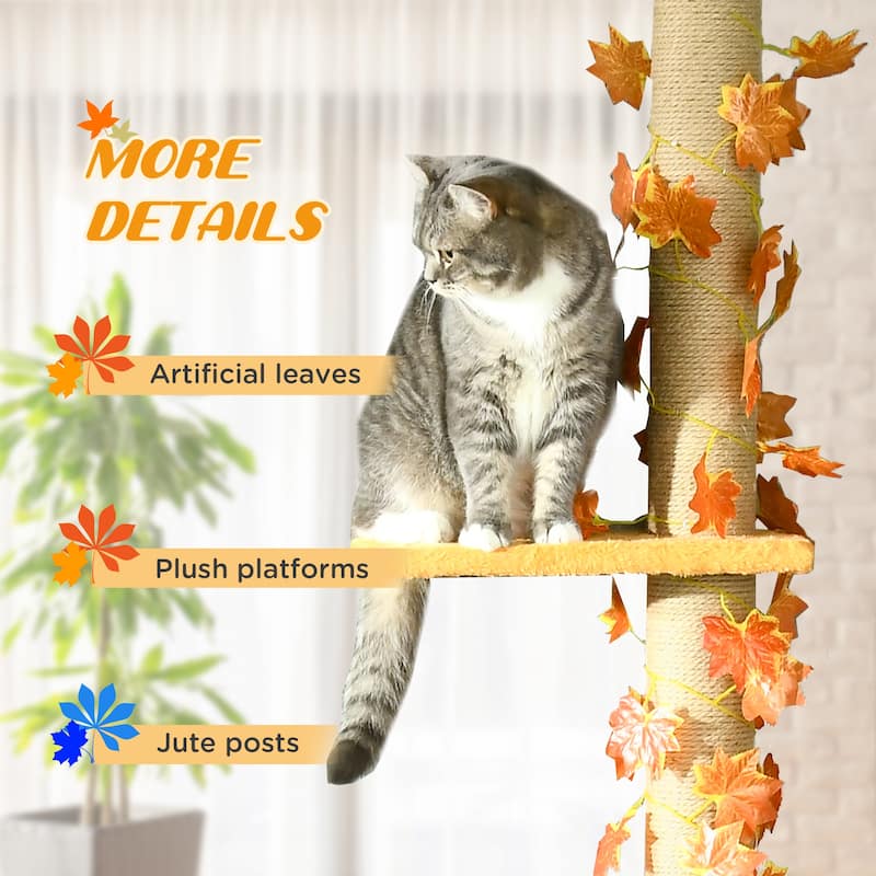 Pawhut Floor to Ceiling Cat Tree with Adjustable Height 80"- 95"