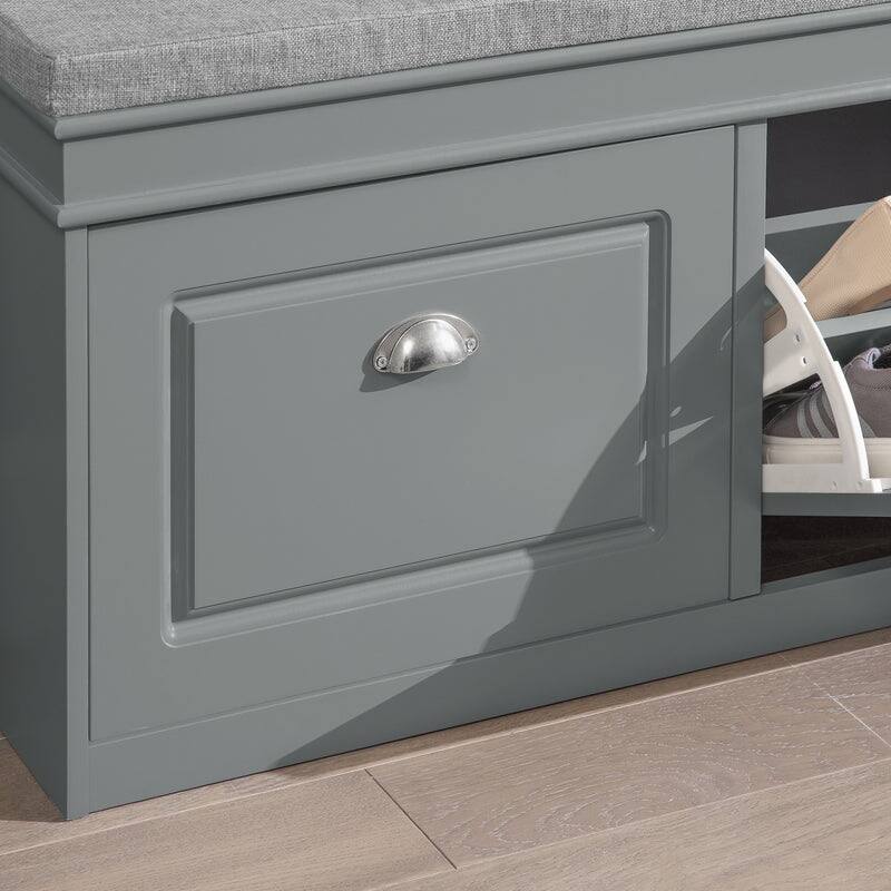 SoBuy FSR64-W, Hallway Shoe Bench Storage Cabinet With Flip-Drawer