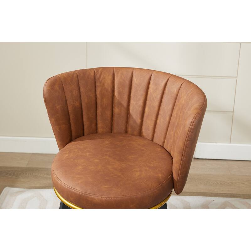 Counter Height Bar Stools Set of 2, 360° Swivel Upholstered Barstools with Backs and Metal Legs, 26" H Seat Height