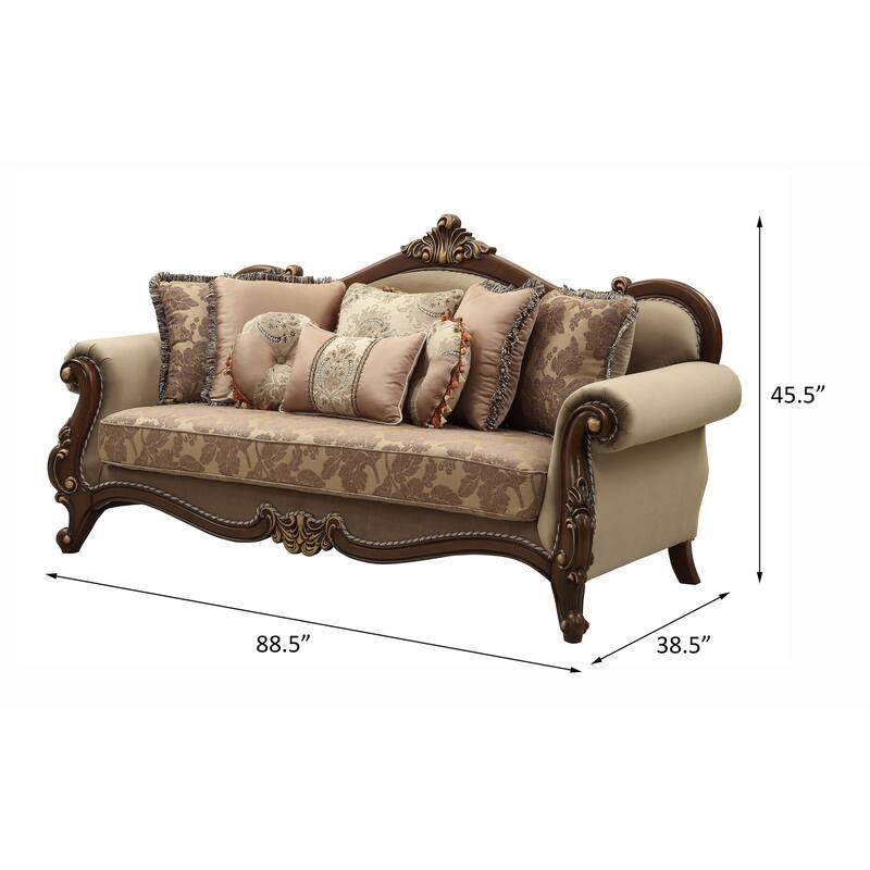 Leith Beige and Walnut Sofa with Queen Leg