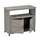 preview thumbnail 11 of 32, GDFStudio - Harbor Outdoor Solid Fir Wood Storage Bar Table with Slatted Design