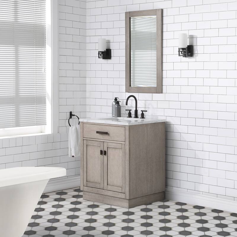 Chestnut 30" Single Bathroom Vanity Vanity with Mirror(s) and Faucet(s)