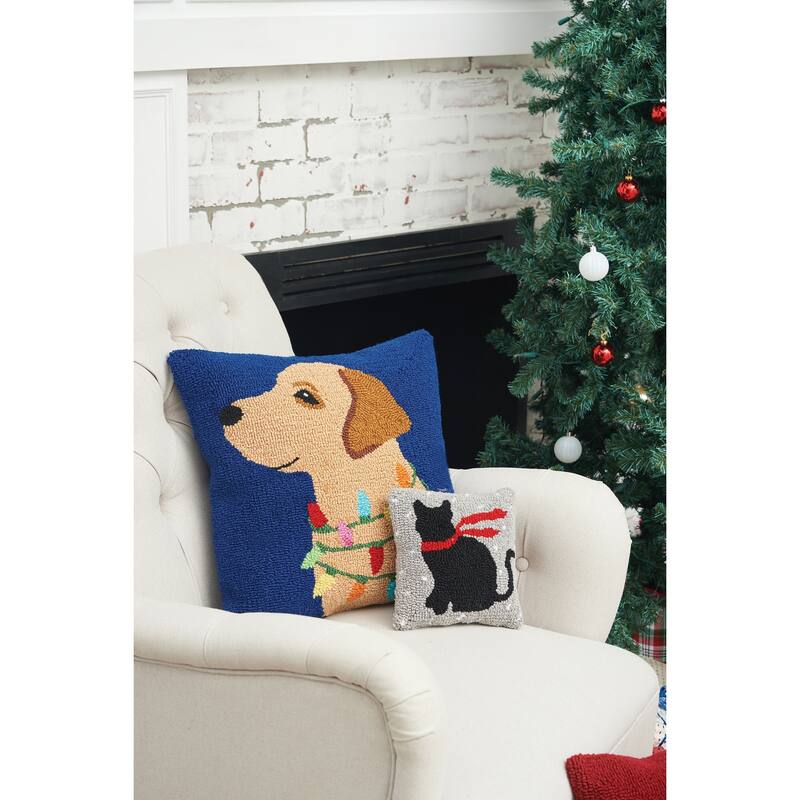 Lab & Lights Hooked Throw Pillow