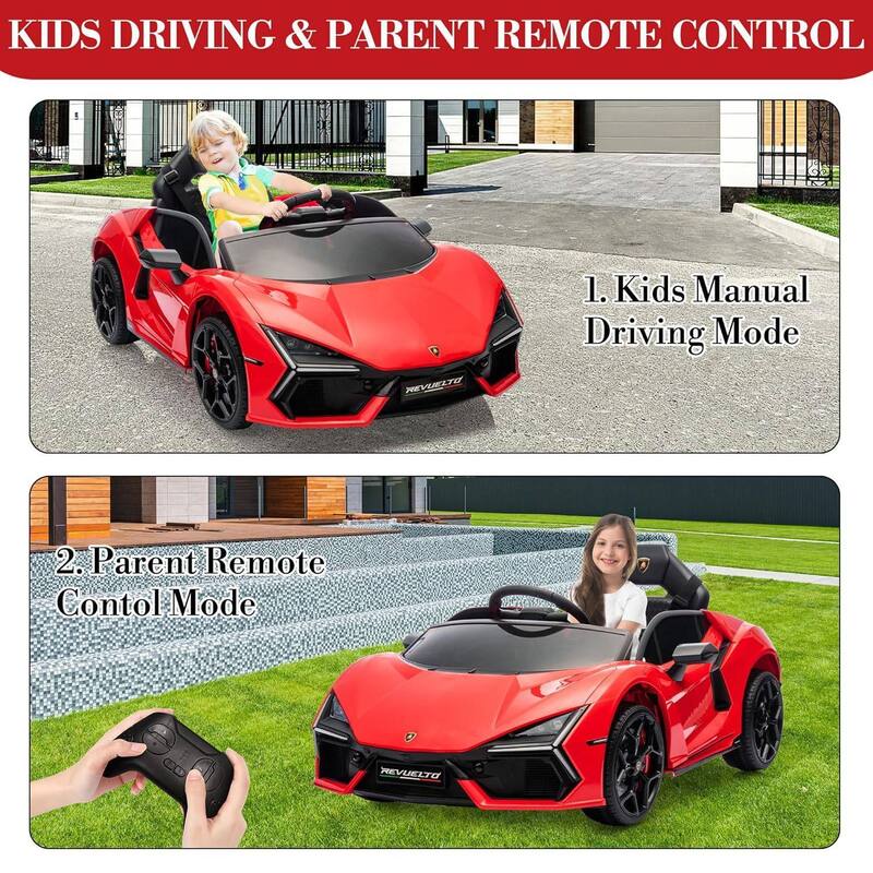 12V Kids Ride on Car Toy, Licensed Lamborghini Revuelto for Kids Best Gift