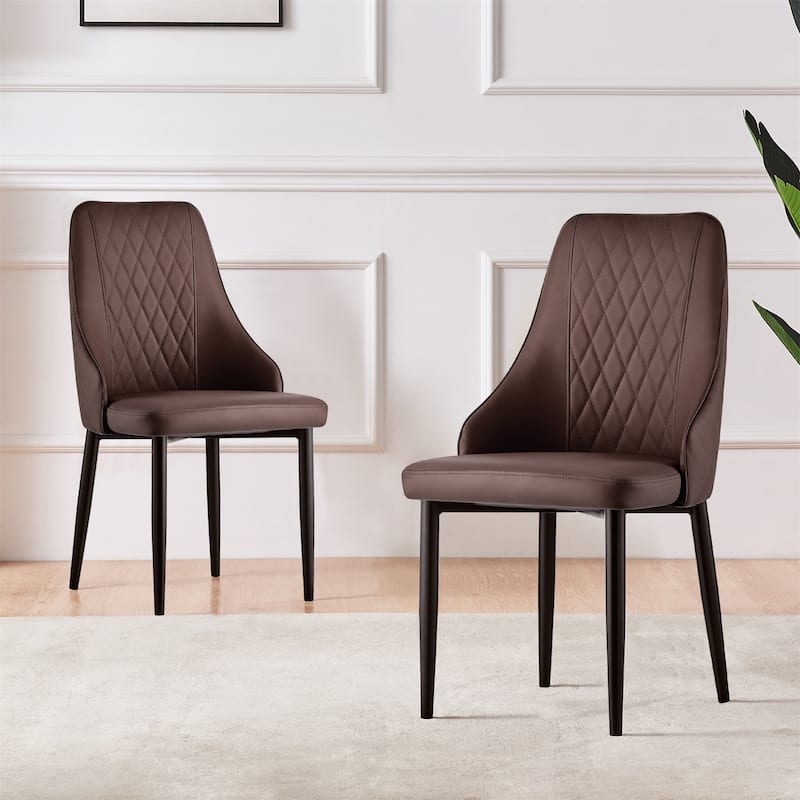 Faux Leather Upholstered Dining Chairs Set of 2 - 35.63"H x 17.72"W x 17.32"D