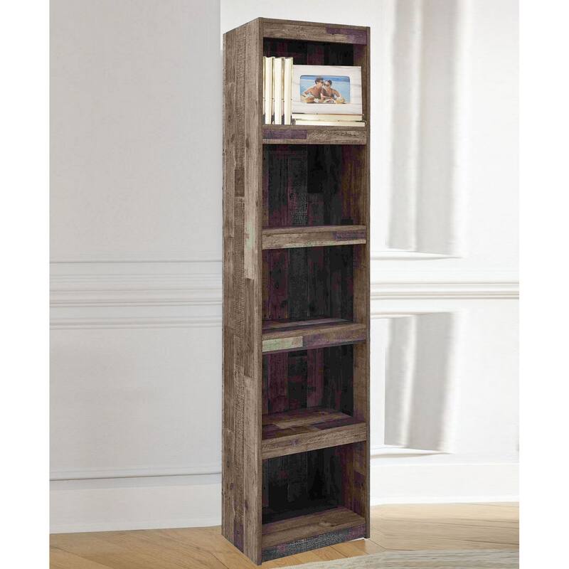 Pier with 5 Open Compartments and Plank Style, Multi Gray