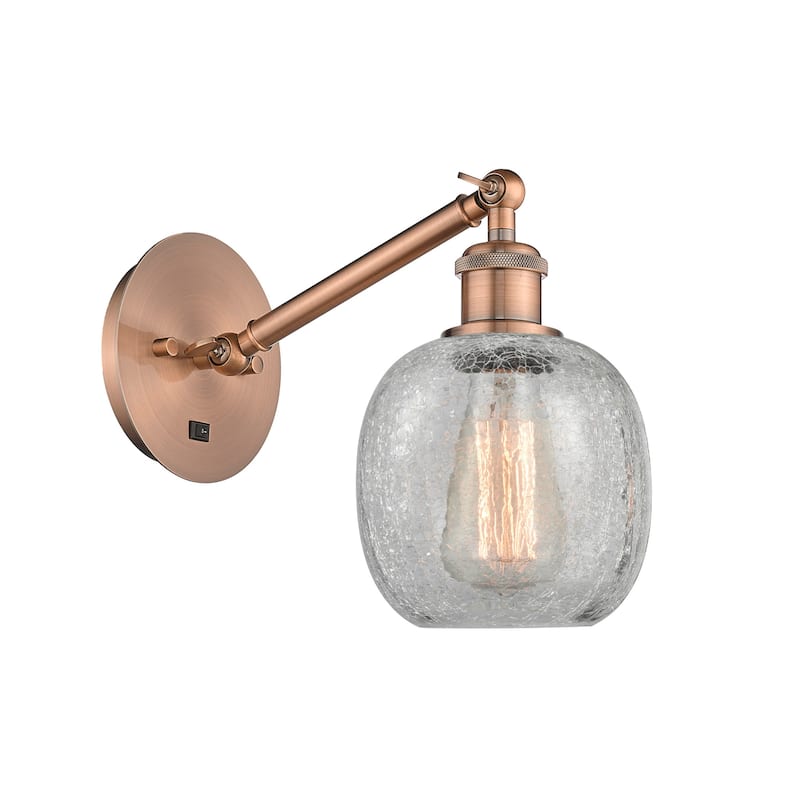 Innovations Lighting 317-1W-13-6 Belfast Sconce Belfast 13" Tall Wall - Antique Copper / Clear Crackle