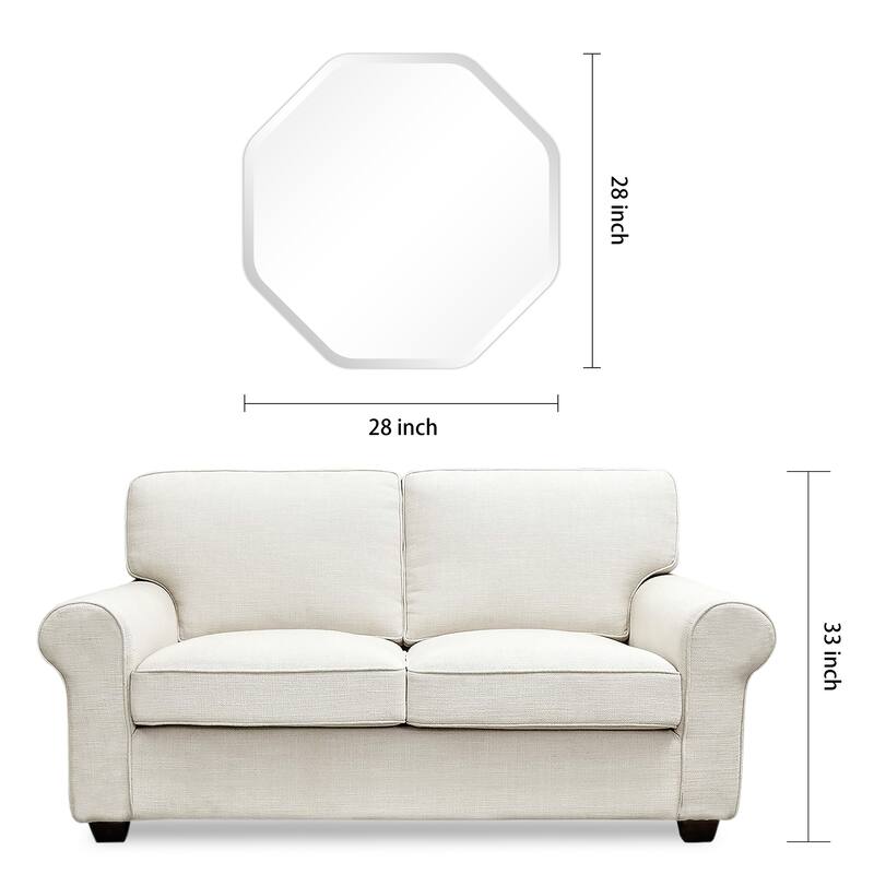 Frameless Beveled Octagonal Black Matte Finished Wall Mirror - 28" x 28" x 0.6"