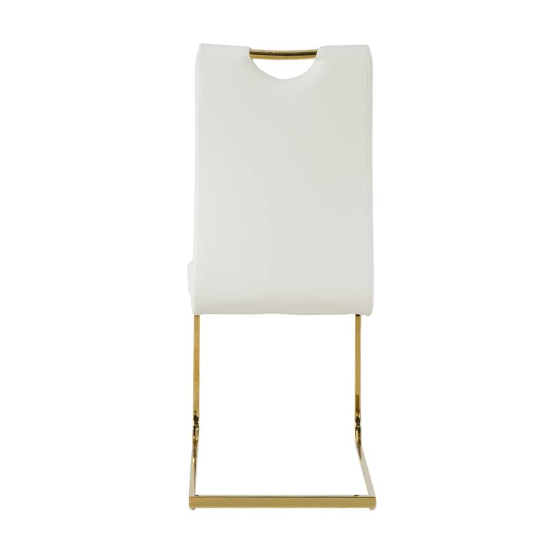 Modern Dining Chair Set of 6 with PU Cushion Seat and Gold-Plated Legs, Ideal for Kitchen, Living Room, Bedroom, and Dining Room