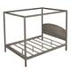 Queen 4-Post Canopy Platform Bed with Headboard and Support Legs,Brown ...