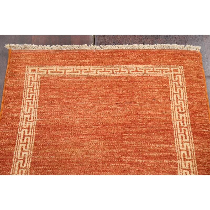 Orange Bordered Gabbeh Kashkoli Oriental Runner Rug Wool Hand-knotted - 2'7" x 9'1"