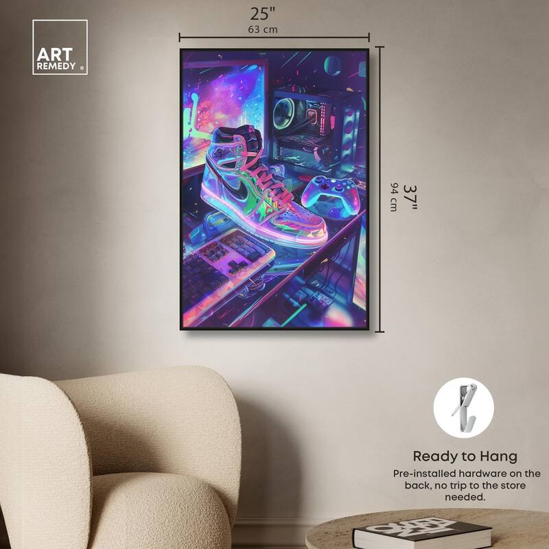 Neon Gaming Set Up Canvas by Art Remedy