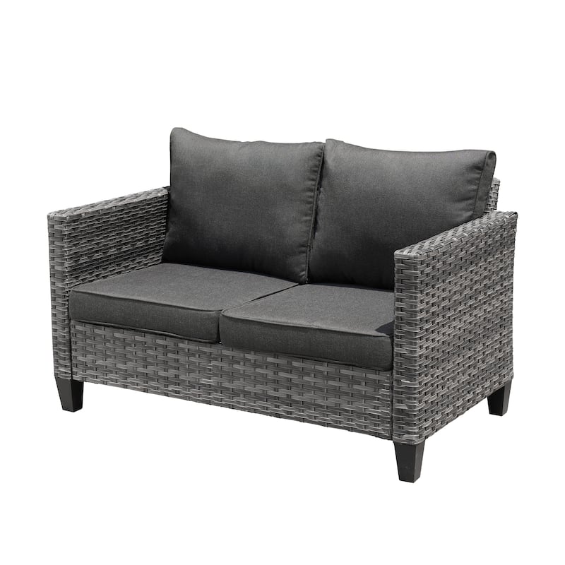 HOOOWOOO Outdoor Patio Furniture Wicker Loveseat Sofa