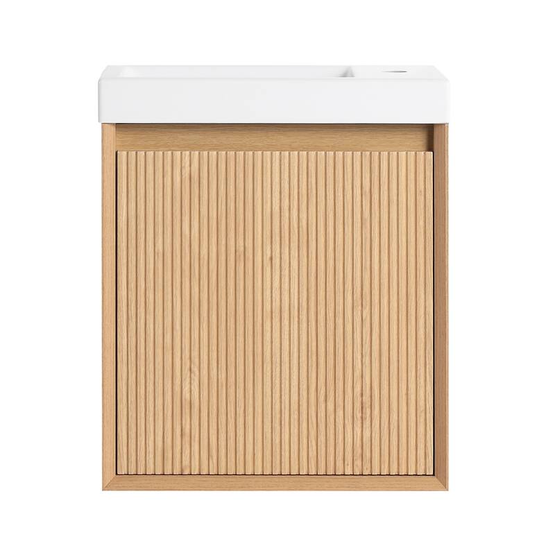 GDFStudio - Helsinki 18.5" Modern Wall-Mounted Bathroom Vanity Set with Resin Sink, Soft Closing Door & Antirust Hardware