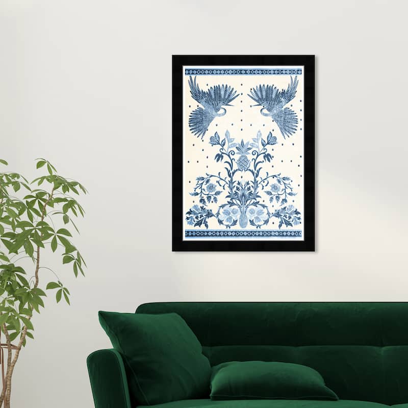 Wynwood Studio Flight Of Crane Azul Framed Tropical Chinoiserie Art Prints