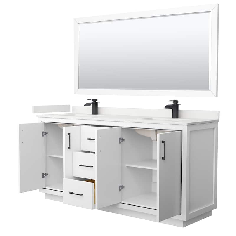 Icon 72-inch Double Vanity, Quartz Top, 70-inch Mirror